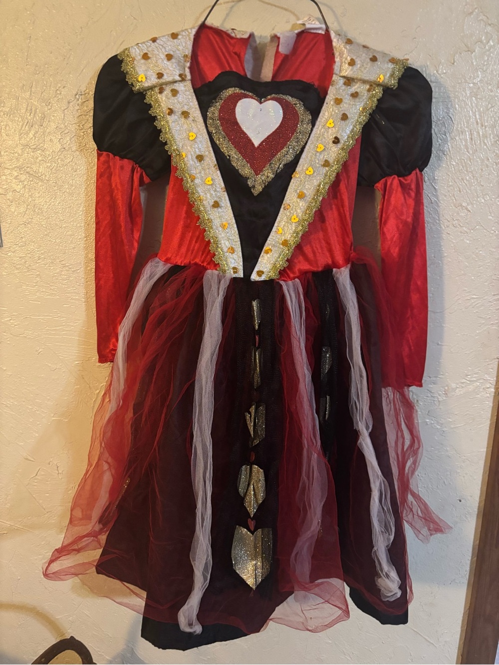 Red and Black Heart Queen Kids Costume Dress